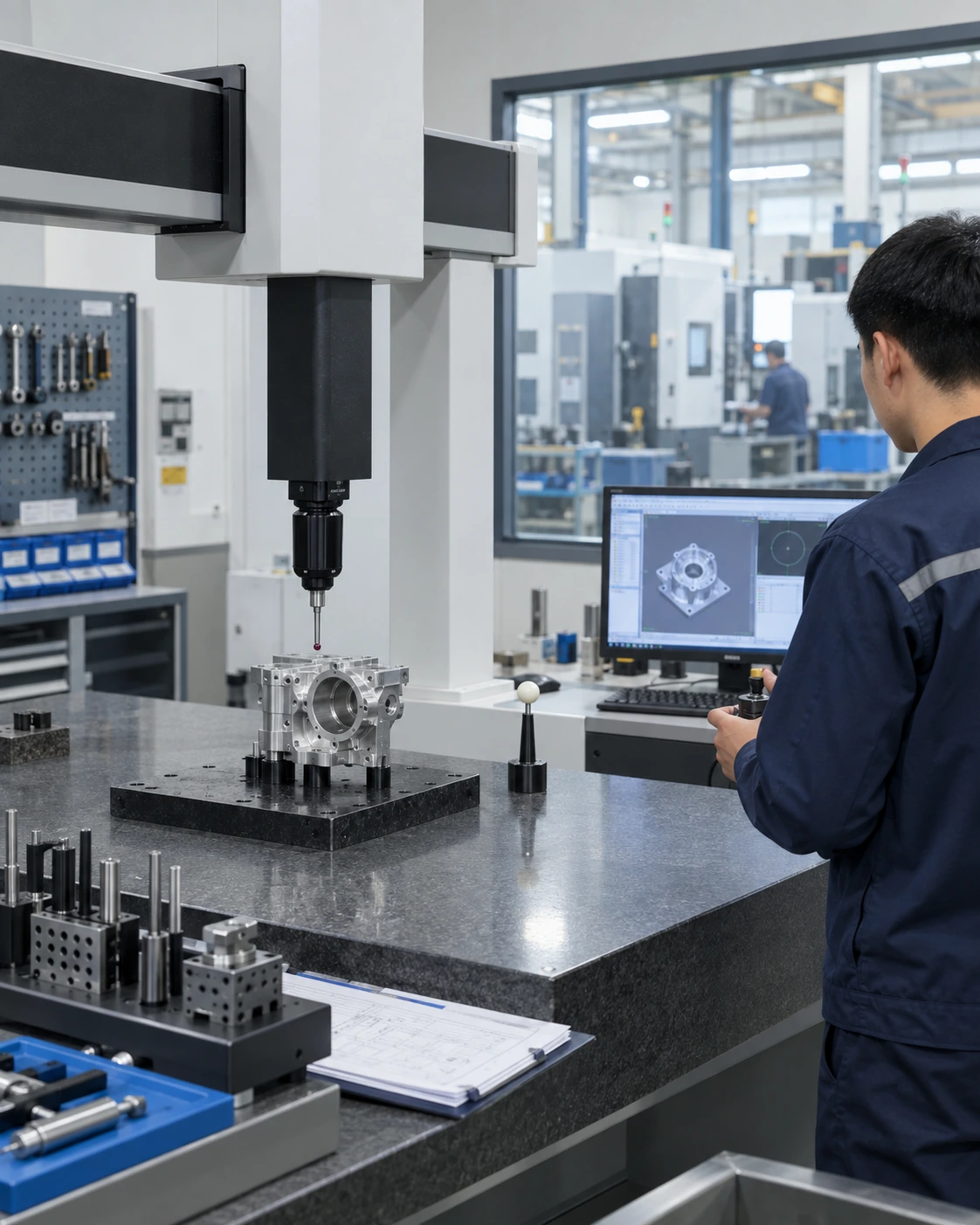 Precision quality inspection in a Chinese CNC workshop