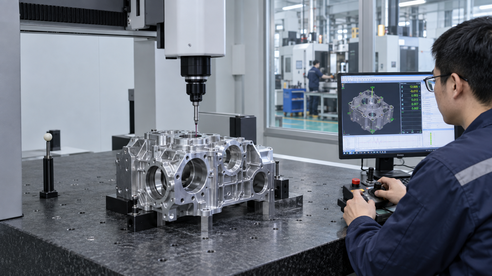 Five-axis CNC machining of a complex metal component