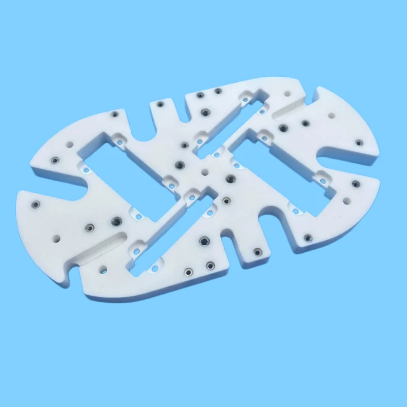 Customized threaded metal-embedded microcrystalline glass ceramic parts, porous precision white machinable ceramic gasket plates